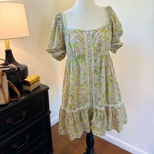 Love the Label Green Floral Mini Dress - M